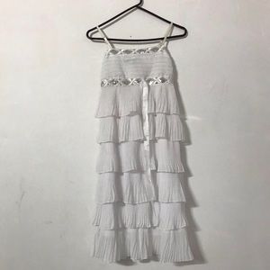 Y2k white mini midi dress with tiered layers